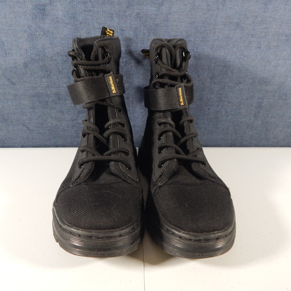 Dr. Doc Martens Combs Tech Boots Unisex M5/W6 Black Ankle High Combat Shoes - Picture 2 of 9